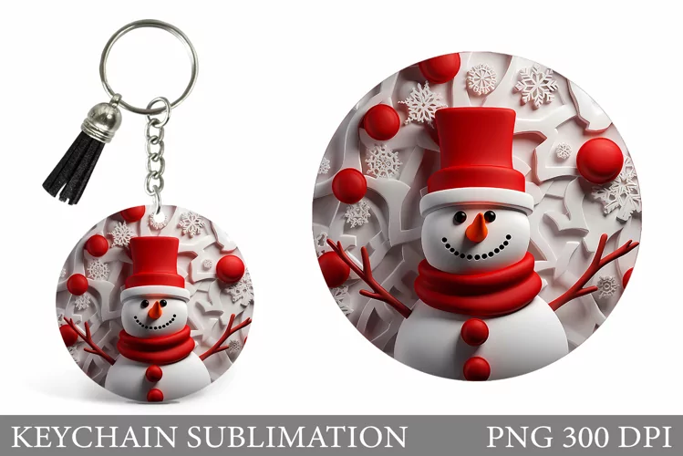 Snowman Keychain Design. Winter Keychain Sublimation