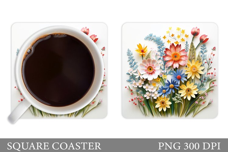 Flowers Coaster Design. 3D Flowers Coaster Sublimation example image 1