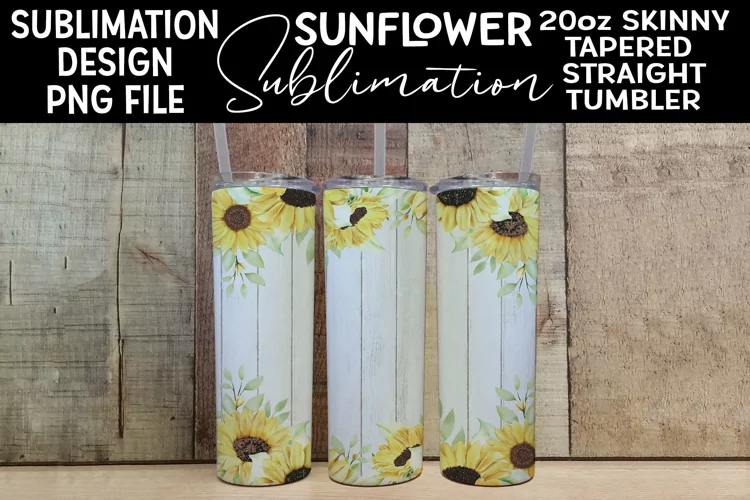 Sunflower White Wood Tumbler Submilation 20oz Skinny Tumbler