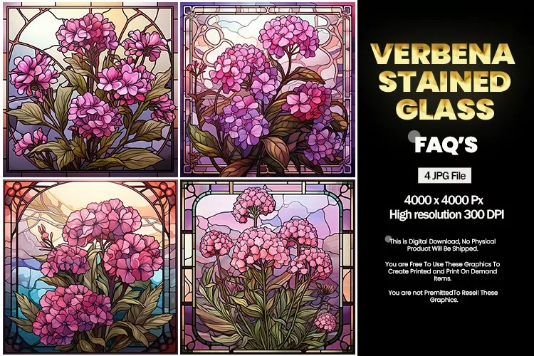 Stained Glass Verbena Square Coaster - 04 Variations