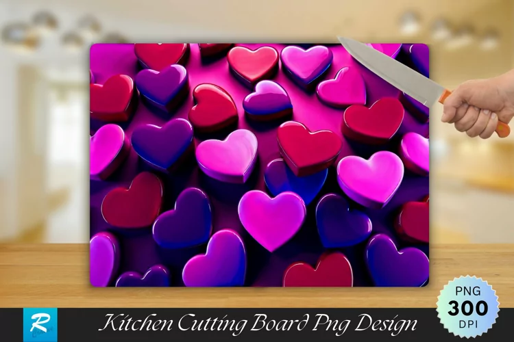 3D Heart Cutting Board Sublimation Design