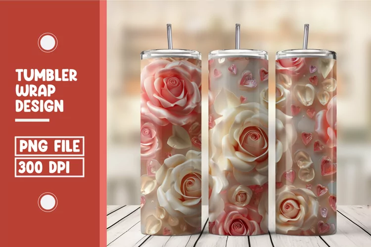 Heart Flower Tumbler Wrap Design