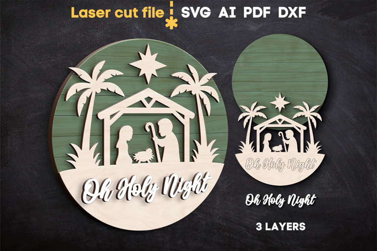 Christmas Holy Night SVG laser cut file for Glowforge
