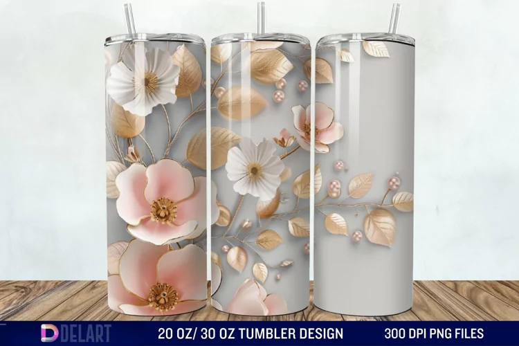 3D Floral Tumbler Wrap