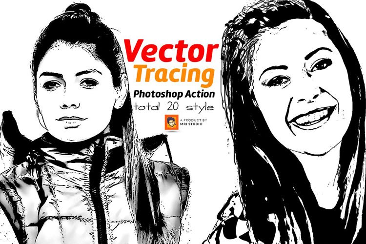 Vector Tracing Photoshop Action example image 1