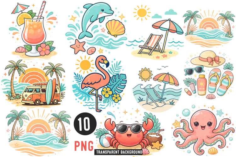 Cute Summer Beach Clipart PNG,Summer Clipart,Summer Png