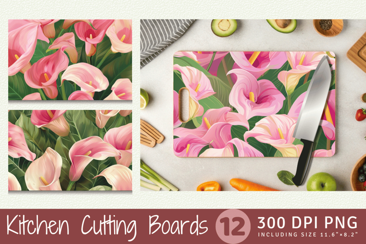 Pink Calla Lily Flowers Cutting Boards sublimation Design