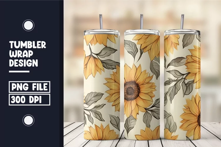 Sunflower scatter flower tumbler warp design