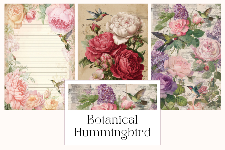 Botanical Hummingbird Junk Journal Page