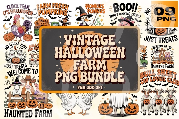 Vintage Halloween Farm Bundle - 300 DPI
