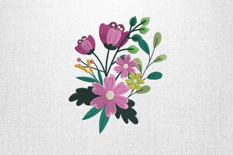 Elegant Floral Bouquet Embroidery Design File example image 1