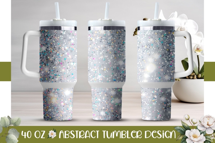 White Tumbler Sublimation, White Glitter 40 Oz Tumbler Print
