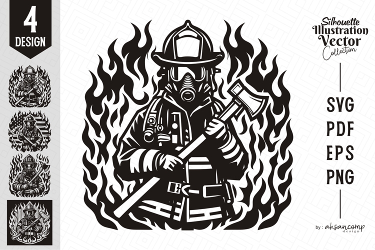 Firefighter Silhouette Vector Illustration