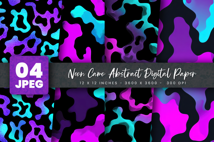 Neon Camo Abstract Digital Paper