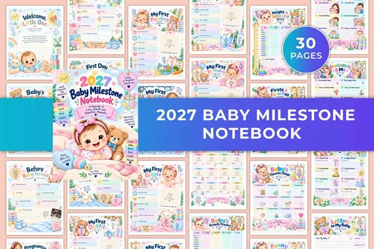 2027 Baby Milestone Notebook kdp interiors