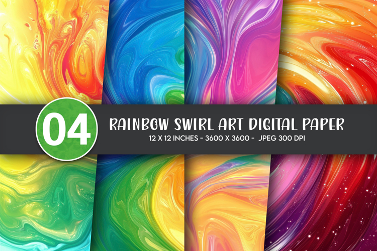 Rainbow Swirl Art Digital Paper