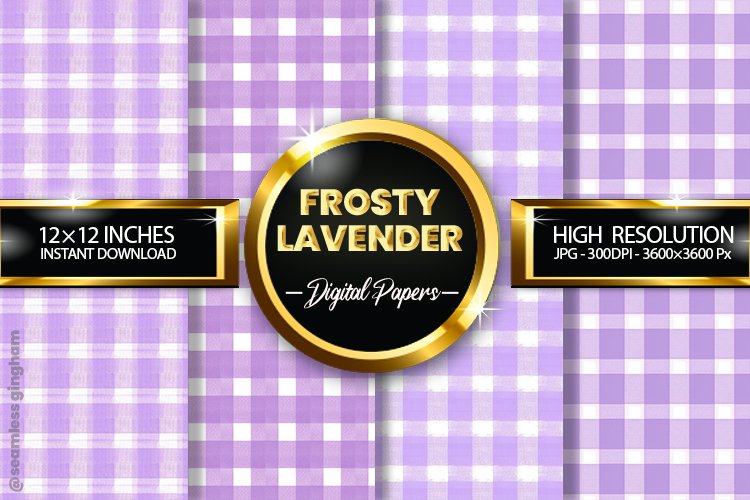 Frosty Lavender Gingham Digital Papers 04 Variations