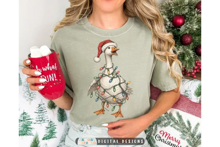 Christmas Goose PNG | Vintage Holiday Goose PNG