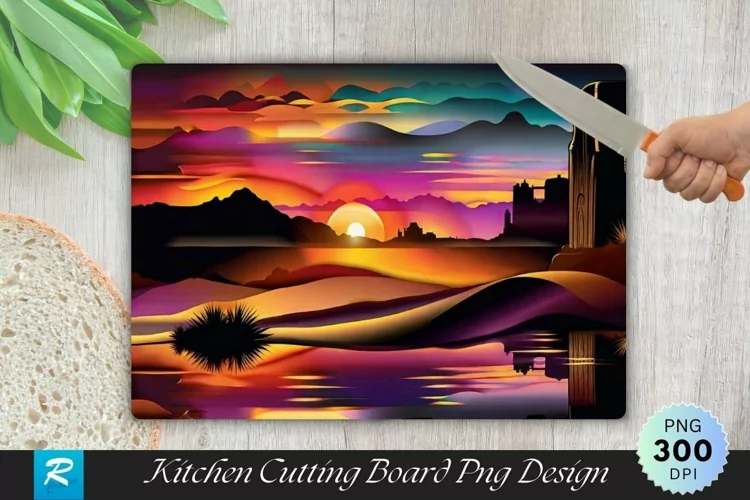 Sunset Scenery Cutting Board Sublimation Design