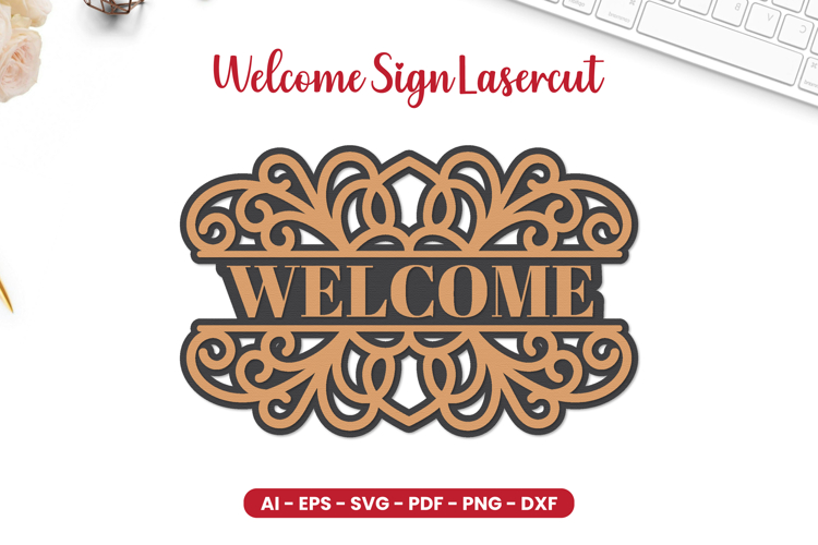 Welcome Sign Lasercut - Door Hanger Lasercut
