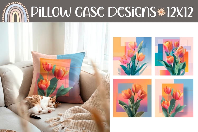 Tulips Flowers Pillow Case, Floral Pillow Designs