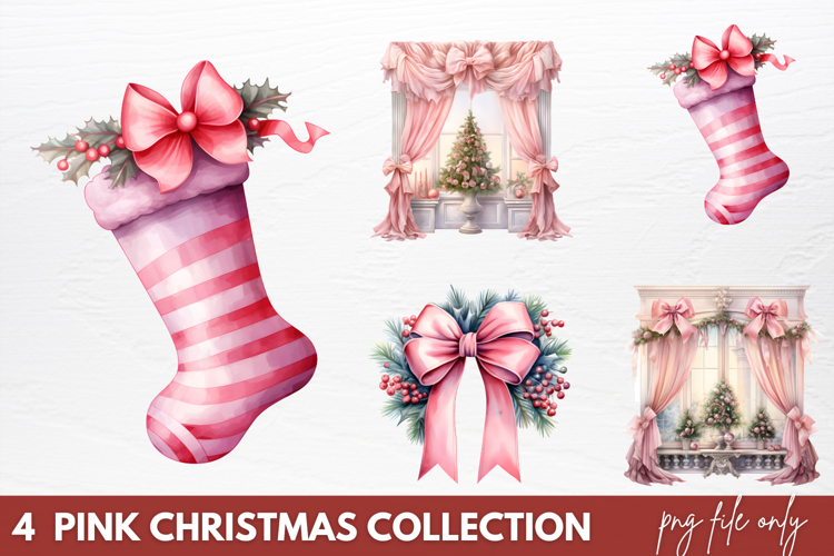 Pink Christmas Collection Sublimation PNG