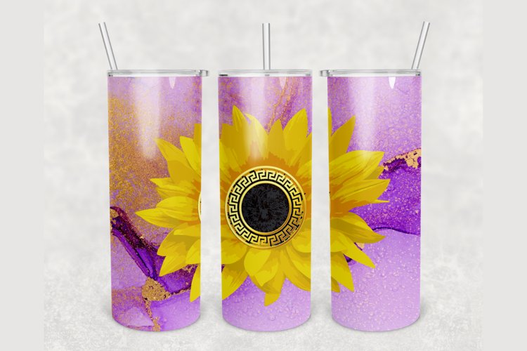 Purple Marble Sunflower 20 oz sublimation design tumbler