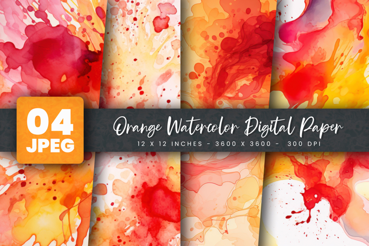 Orange Watercolor Digital Paper