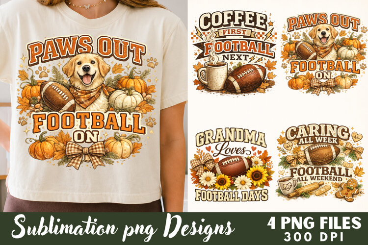 Paws Out Football On Golden Retriever Sublimation file example image 1