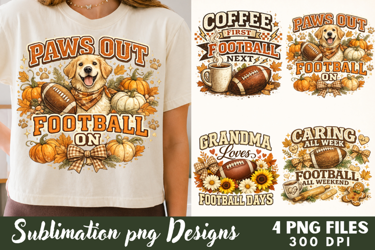 Paws Out Football On Golden Retriever Sublimation file