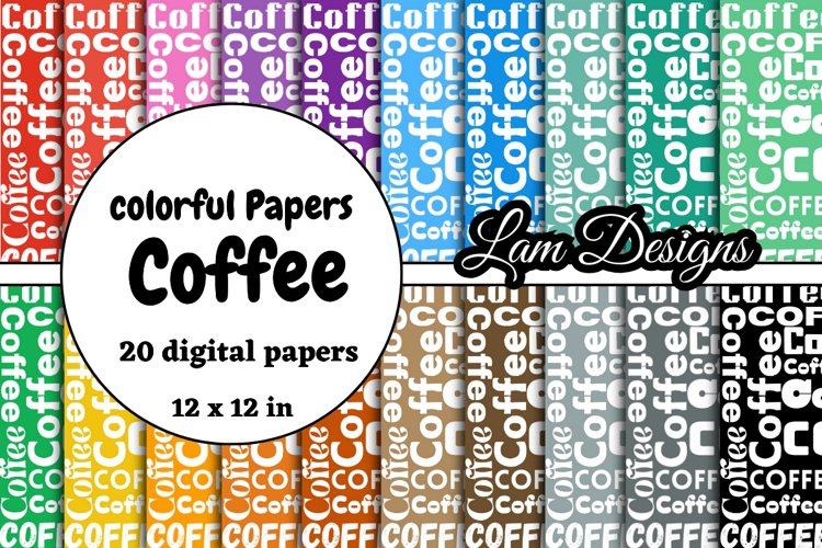 Coffee digital papers, colorful papers