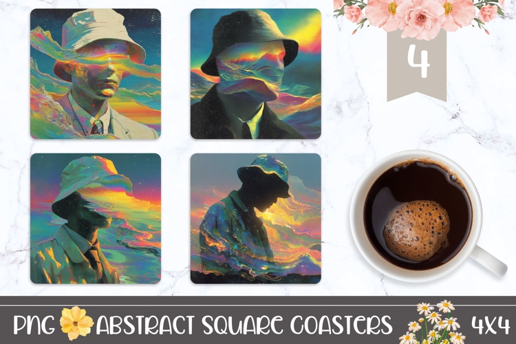 Glitch Square Coasters, Cosmic Square Coaster Designs