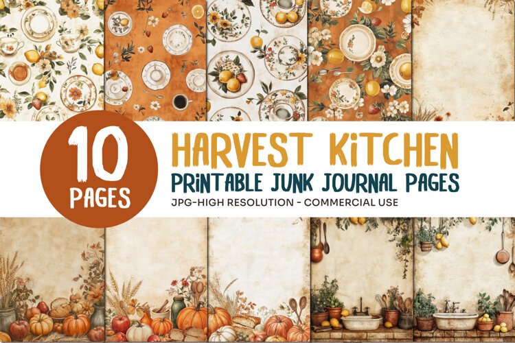 Harvest Kitchen Junk Journal Pages example image 1