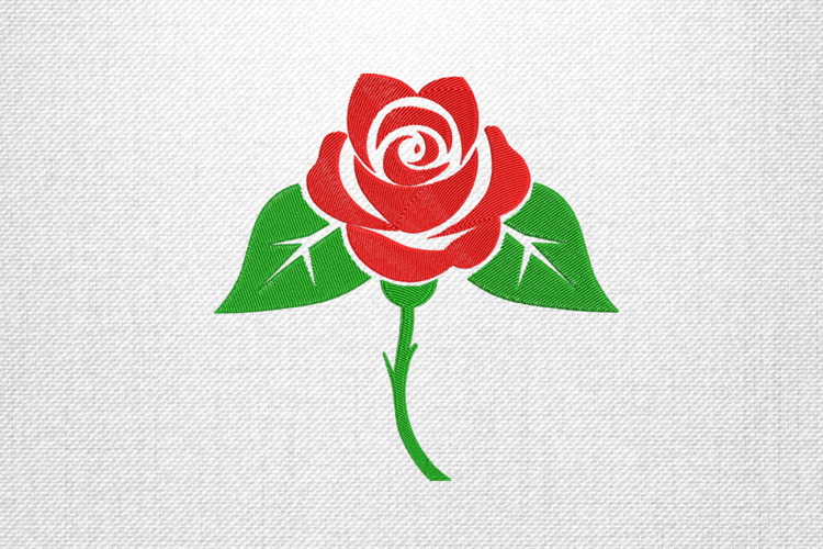 Simple Red Rose Embroidery Design