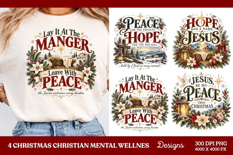 4 Christian Anxiety Quote PNG Designs, 4 Christmas Faith and example image 1