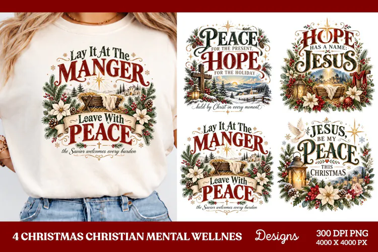 4 Christian Anxiety Quote PNG Designs, 4 Christmas Faith and