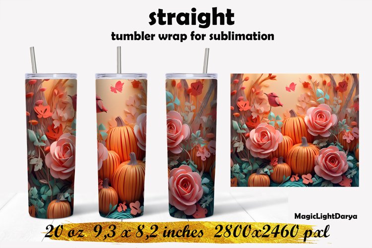 3d Pumpkin Tumbler design,Thanksgiving tumbler Sublimation example image 1