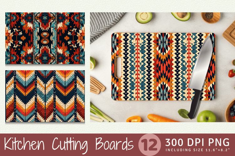 Boho Knitted Cutting Boards sublimation Design