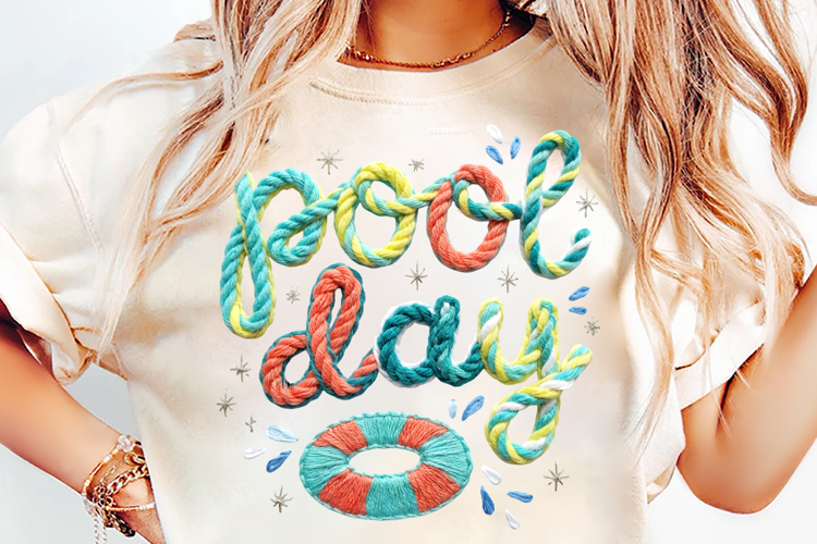 Pool Day Retro Summer Vacation T-Shirt Sublimation Design
