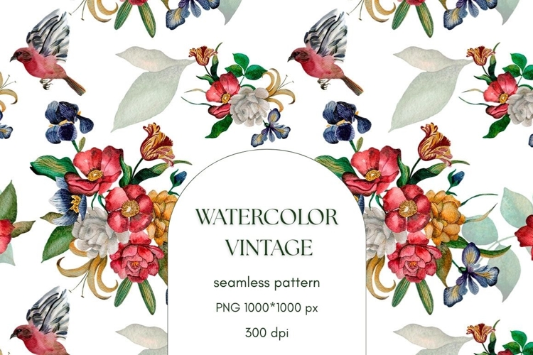 Watercolor Floral Pattern Vintage
