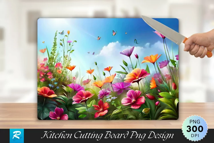 Floral Cutting Board Sublimation Design