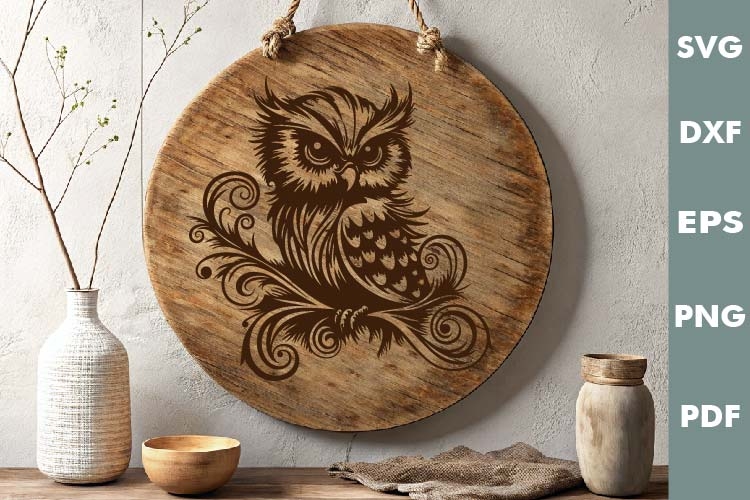 Owl SVG, Cutting board laser file