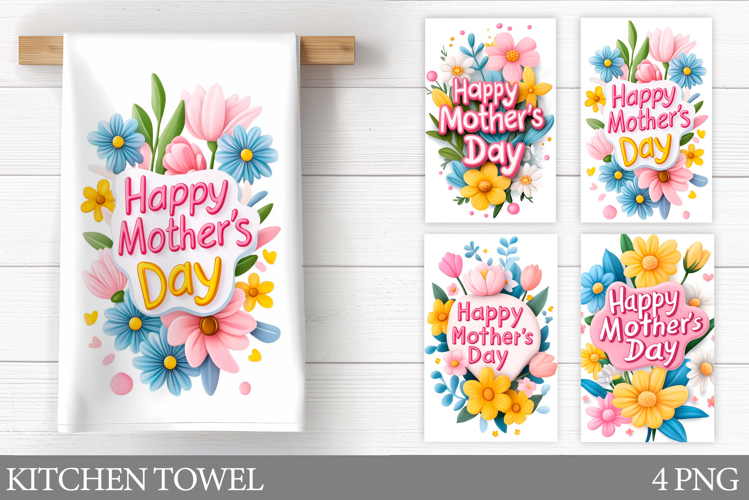 Mother's Day Kitchen Towel. Flowers Kitchen Towel Design example image 1
