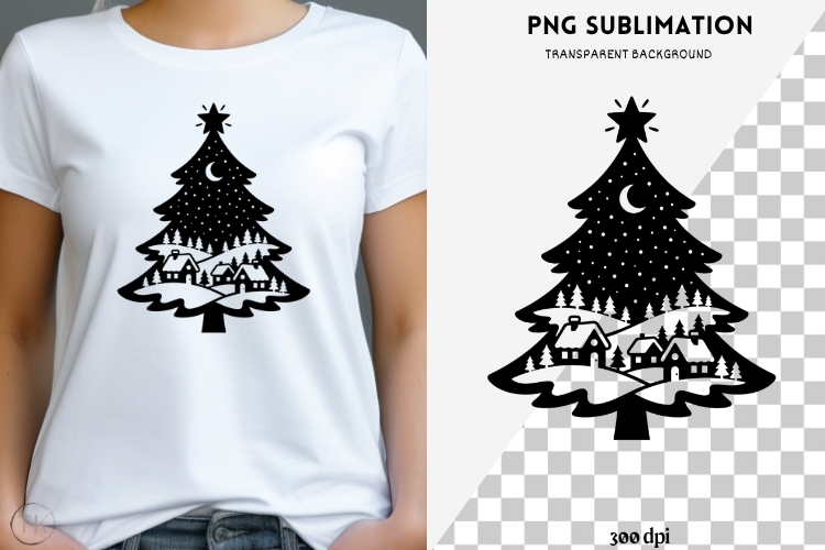 Christmas tree silhouette png design for T-shirts