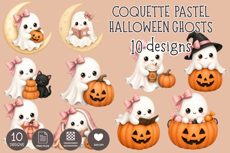 Pink Coquette Pastel Halloween Ghosts