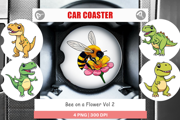 Car Coaster Bee on Flower