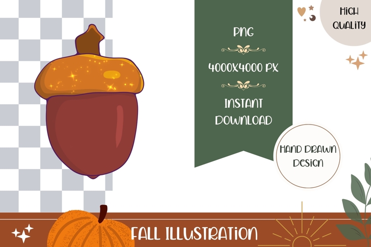 Cartoon Acorn Illustration, Acorn PNG, Fall Sublimation