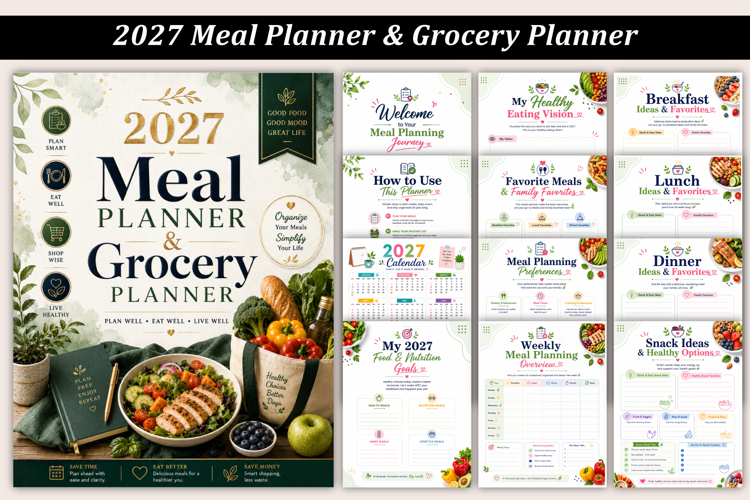 2027 Meal Planner & Grocery Planner