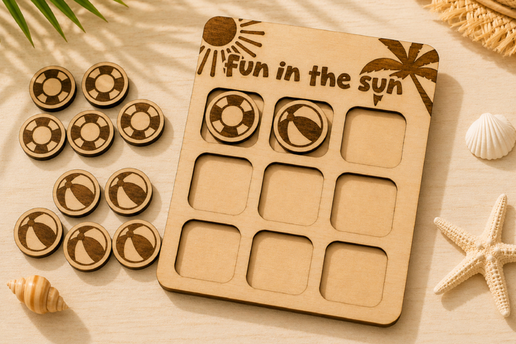 Summer Beach Tic Tac Toe Laser Cut SVG