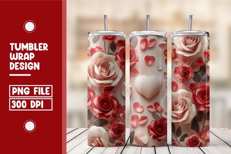 Heart Flower Tumbler Wrap Design